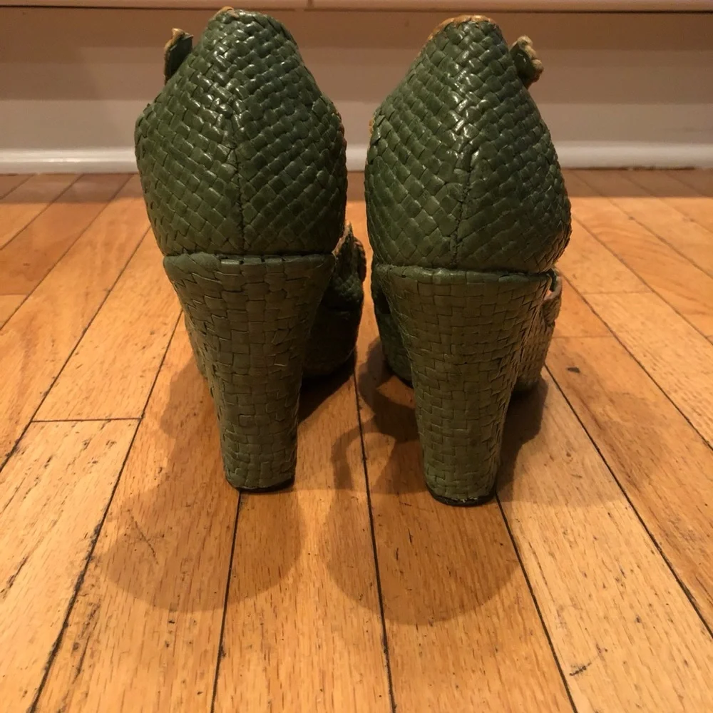 Sheridan Mia Olive Woven Platform Heels